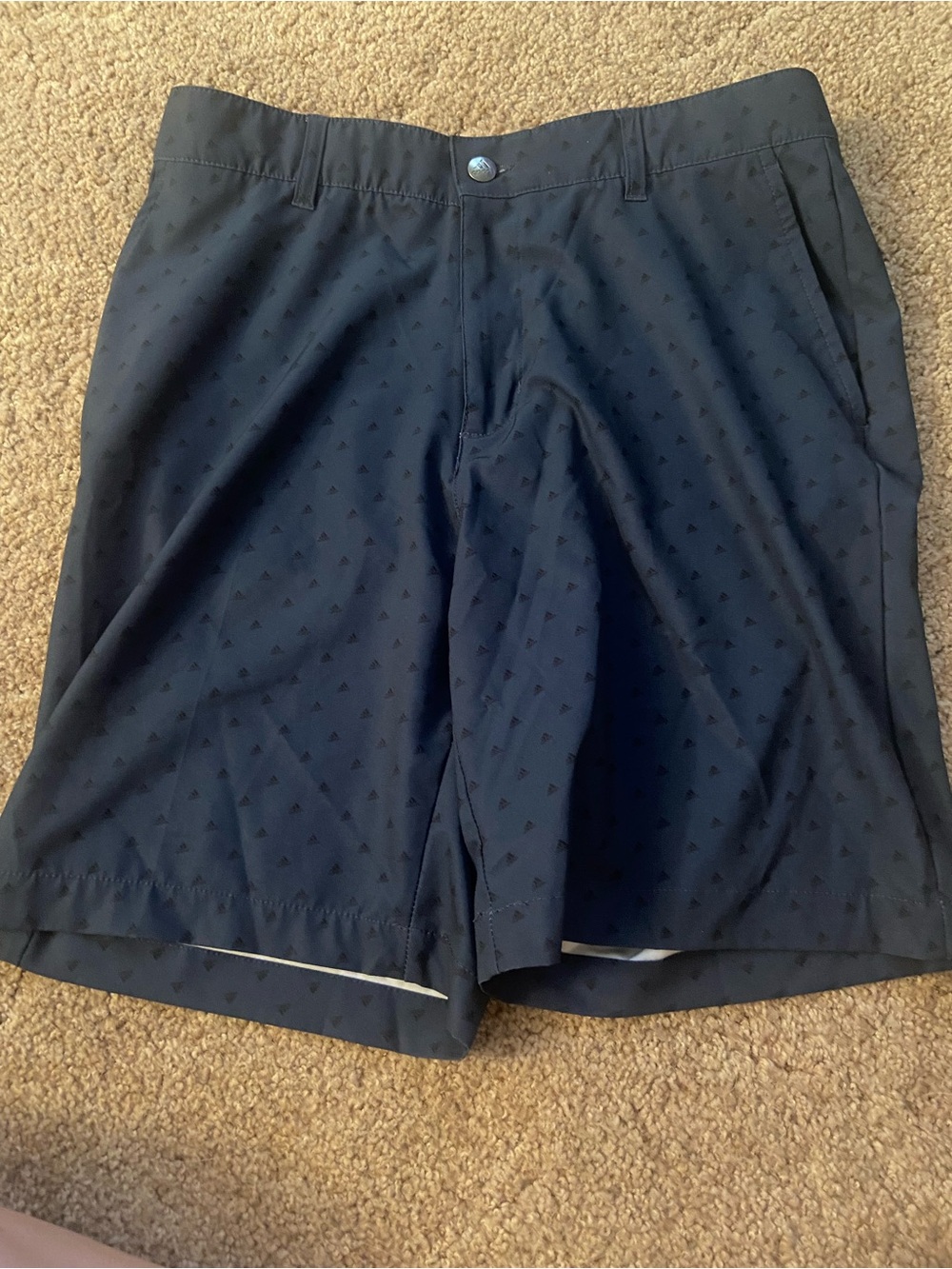 adidas Men's Dark Blue Patterned Athletic Shorts (Golf)